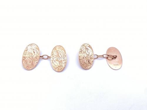 9ct Rose Gold Engraved Cufflinks 1927