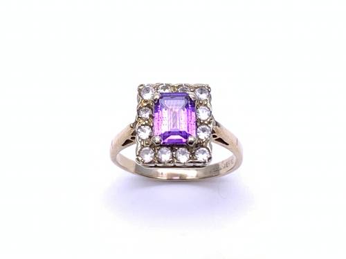 9ct Synthetic Sapphire & CZ Ring