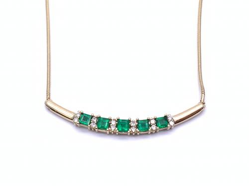14ct Diamond Synthetic Emerald Necklet