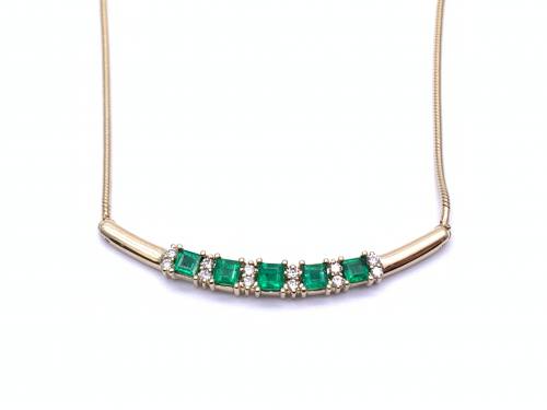 14ct Synthetic Emerald &Diamond Necklet