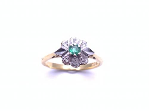 Emerald & Diamond Cluster Ring