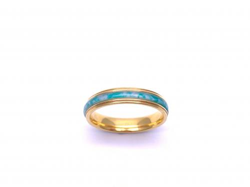 18ct Yellow Gold Green Cerin Wedding Ring