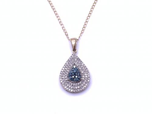 9ct Blue&White Diamond Pendant & Chain