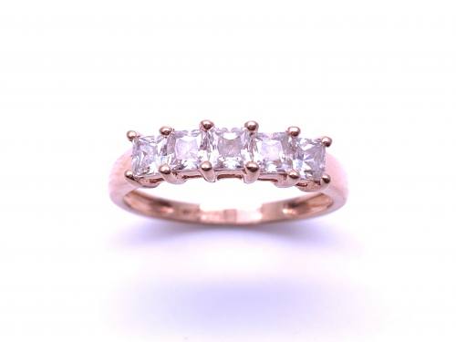 9ct Rose Gold CZ 5 Stone Ring
