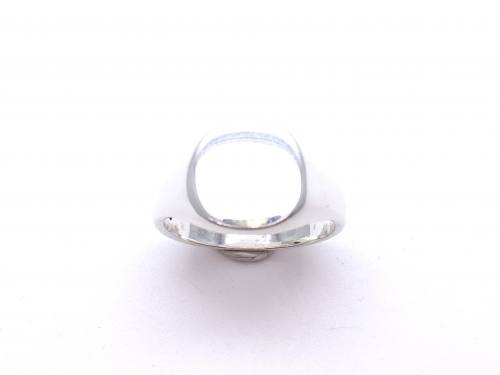 Silver Solid Plain Cushion Cut Signet Ring