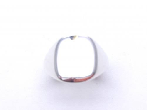 Silver Solid Plain Cushion Cut Signet Ring