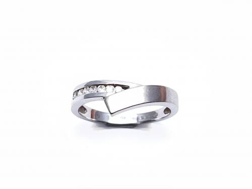 9ct White Gold CZ Shaped Band Ring