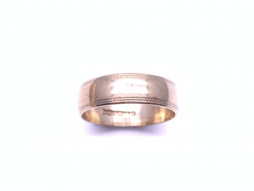 9ct Yellow Gold Beaded Wedding ring 5mm