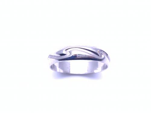 18ct White Gold Wave Wedding Ring 5mm