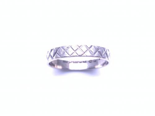 9ct White Gold Patterned Wedding Ring