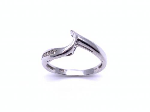 9ct White Gold Diamond Wave Ring