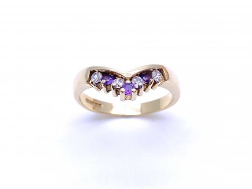 9ct Purple & White CZ Wishbone Ring