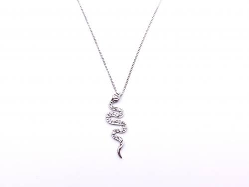 9ct Diamond Snake Necklace 18 inch