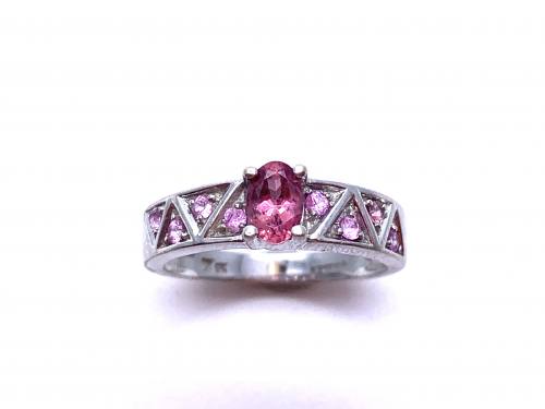 9ct White Gold Pink Topaz Ring O