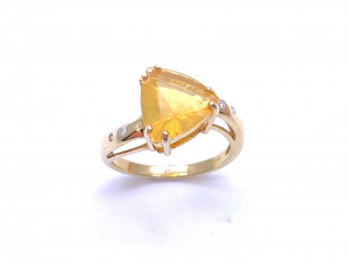 9ct Yellow Gold Opal & Diamond Ring