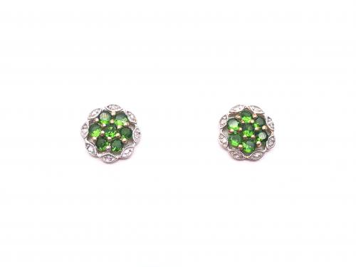 9ct Chrome Diopside & Diamond Earrings