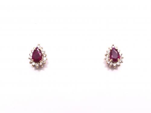 14ct Ruby & Diamond Stud Earrings