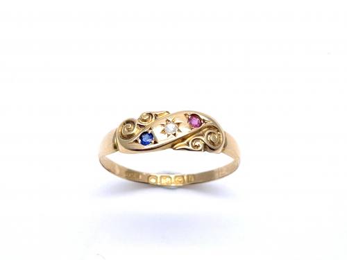 18ct Ruby, Sapphire & Diamond Ring 1907
