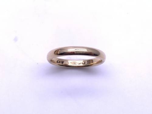 9ct Yellow Gold Plain Wedding Ring 3mm