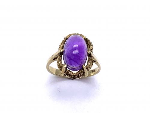 Cabochone Amethyst Solitaire Ring