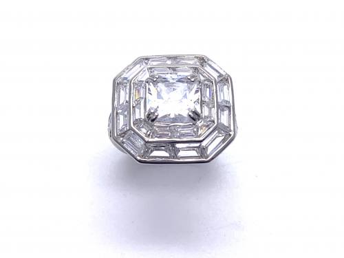 Silver CZ Cluster Ring M