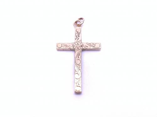 9ct Yellow Gold Patterned Cross Pendant