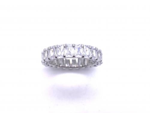 Silver White CZ Full Eternity Ring P