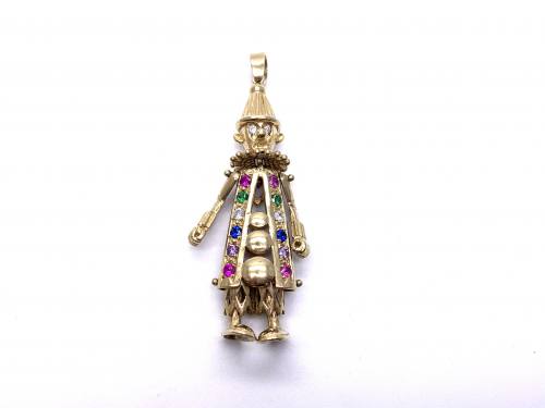 9ct CZ Jointed Clown Pendant