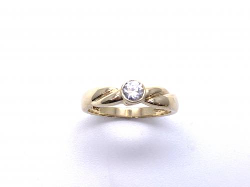 14ct Yellow Gold CZ Solitaire Ring