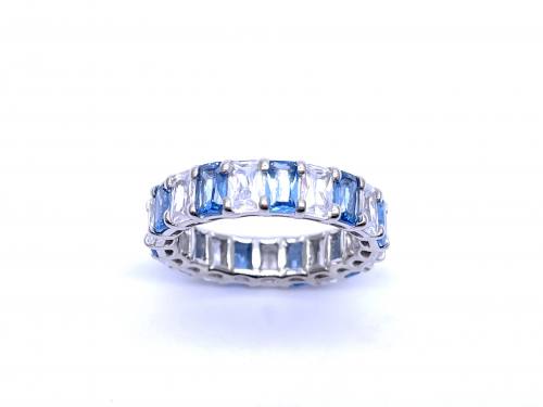 Silver Blue and White Full Eternity Ring