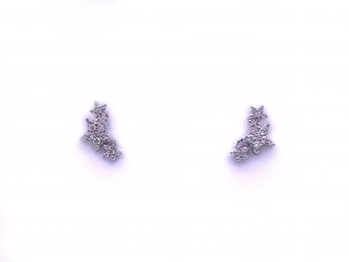 9ct White Gold Diamond Cluster Earrings 0.20ct