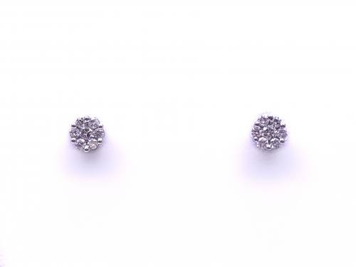 9ct White Gold Diamond Cluster Earrings 0.30ct