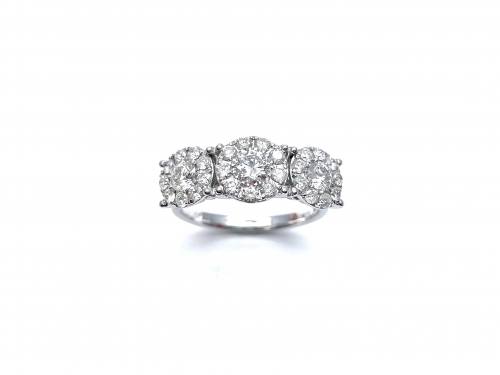18ct White Gold Diamond Halo Cluster Ring