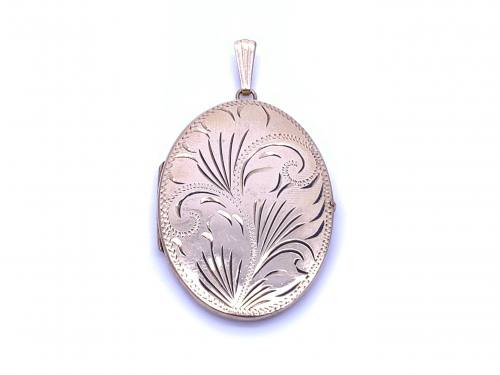 9ct Engraved Locket 40 x 30mm