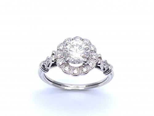 18ct White Gold Diamond Halo Ring