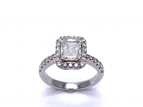 18ct White Gold Diamond Solitaire Halo Ring 1.26ct