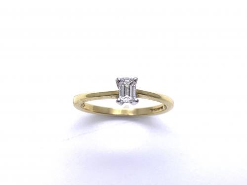 18ct Emerald Cut Diamond Solitaire Ring