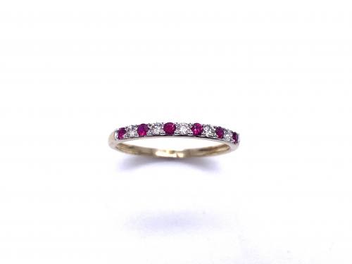 9ct Yellow Gold Ruby & Diamond Eternity Ring