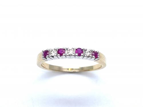 9ct Yellow Gold Ruby & Diamond Eternity Ring