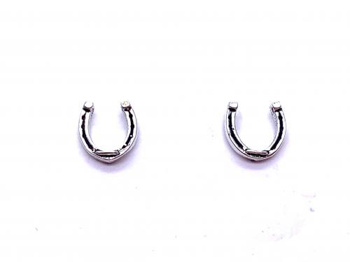 Silver Horseshoe Stud Earrings