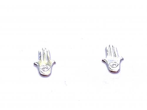 Silver Hamsa Hand Stud Earrings
