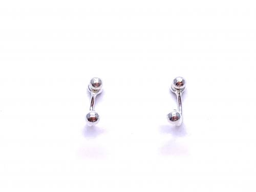 Silver Ball Ear Jacket Stud Earrings