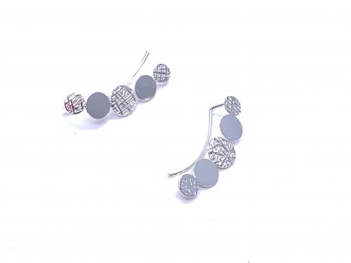 Silver Detailed Circles Crawler Earrings