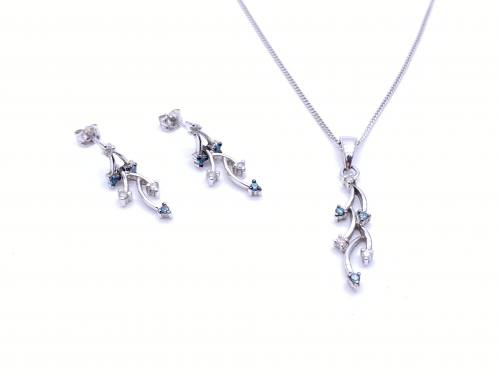 9ct Diamond Pendant & Earrings Set