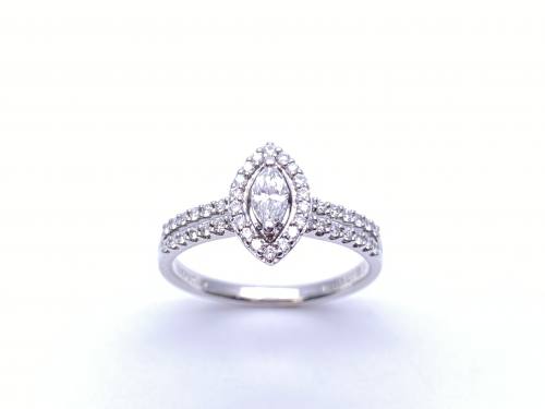 18ct Marquise Shaped Diamond Halo Ring