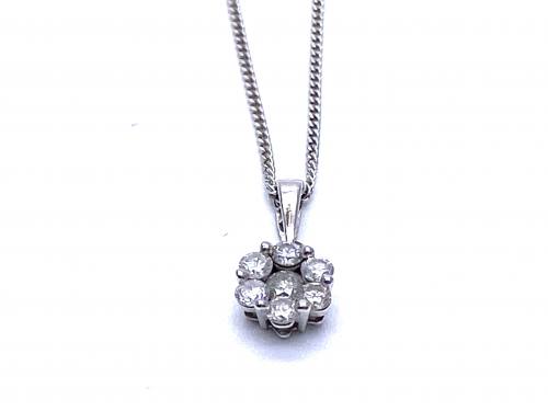 9ct Diamond Cluster Pendant & Chain