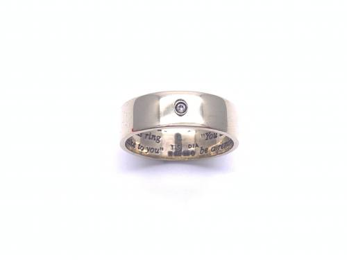 9ct Diamond set Plain Wedding Ring 6mm