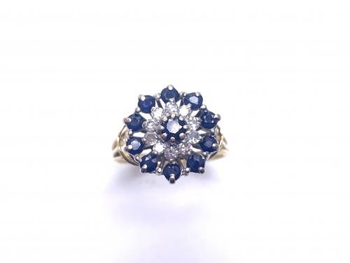 18ct Sapphire & Diamond Cluster Ring