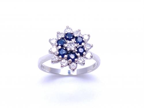 18ct Sapphire & Diamond Cluster Ring