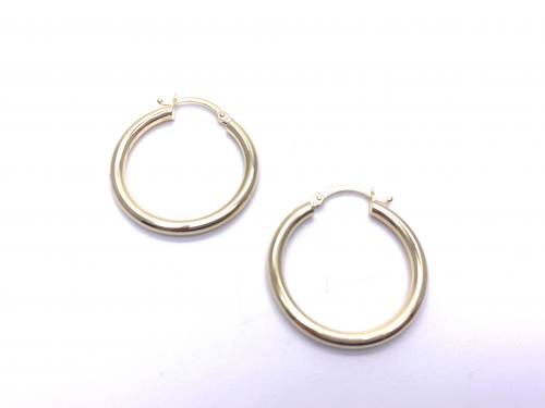 9ct Yellow Gold Plain Hoop Earrings 24mm